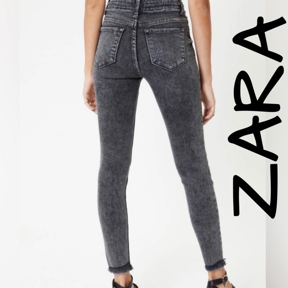 Zara Premium Denim 80 High Waist Acid Wash Black & Gray Sz US 8 Denim Jeans